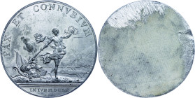 Frankreich, Louis XIV., einseitiger Zinnabschlag (Dm. ca. 55,7mm, ca. 23,07g), 1660, unsigniert, Abschlag vom Reversstempel der Medaille auf die Hochz...
