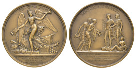 Frankreich, Bronzemedaille (ca. 149,22g, 68mm), 1805, von Brenet und Galle, auf die Schlacht bei Wertingen und das Geschenk der Trophäen an die Stadt ...