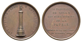 Frankreich, Louis-Philippe, Bronzemedaille (10,18 g, 26,1 mm), 1845, von Lecomte, auf die Vollendung der Säule der Göttin in Lille. Av.: Säule, darum ...