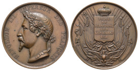 Frankreich, Napoleon III., Kupfermedaille (ca. 51,57g, 45,8mm), 1855, von Desaide Roquelay F, auf die Eroberung Sebastopols. Av.: Kopf Napoleons mit E...