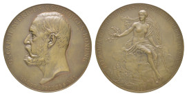 Schweden, Oskar II., Bronzemedaille (ca. 101,6g, 60,7mm), 1897, von Lindberg, auf die Kunst- und Industrieausstellung in Stockholm. Av.: Kopf nach lin...