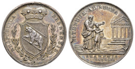 Schweiz, Bern, Silbermedaille (Dm. 41,2mm, 36,69g), o.J. (um 1840), von J. Gruner, sogen. Studentenpfennig. Av: Bekröntes Wappen im Lorbeerkranz. Rev:...