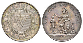 Schweiz, Vevey, Silbermedaille (Dm. 31,0mm, 13,41g), o.J., unsigniert, Schulprämienmedaille. Av: Stadtwappen im Lorbeerkranz. Rev: Nach links sitzende...