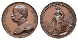 Schweiz, Bonzemedaille (Dm. 50,6mm, 85,09g), 1871, von C. Richard, auf den Oberbefehlshaber und General der Schweizer Armee, Hanz Herzog aus Aargau. A...