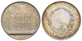 Schweiz, Genf, Silbermedaille (Dm. 41,2mm, 36,81g), o.J., von Mognetti, Prämienmedaille des Genfer Musikkonservatoriums. Av: Gebäudeansicht. Rev: Leer...