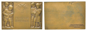 Württemberg, Stuttgart, Bronzeplakette (ca. 59,6 x 39,3mm, ca. 48,5g), o.J., von Mayer & Wilhelm in Stuttgart, auf das neue Jahr. Av.: Zwei Zeilen Sch...