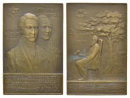Hannover, Bronzeplakette (ca. 70 x 47mm, ca. 81,2g), 1902, von Mertens, auf das 125-jährige Bestehen der St. Johannisloge zu Ceder. Av.: Brustbilder d...