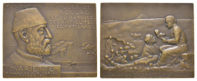 Ägypten, Abdülhamid II., Bronzeplakette (ca. 147,8g, 75,9 x 60,1mm), 1905, von Vernier, auf Mariette und das Museum von Bulaq. Av.: Brustbild von Mari...