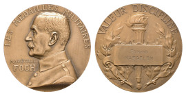 Frankreich, Bronzemedaille (55,5g, 54,4mm) o.J., von G. Prud'homme, Verdienstmedaille für Edmond Naegelen. Av: Büste von Maréchal Foch nach links, dar...