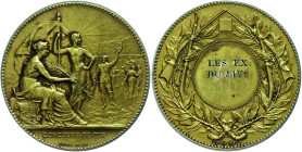 Frankreich, Silbermedaille (Dm. ca. 41,50 mm, ca. 37,96 g), 1914, von Alphée und Dubois, Schützenfest. Av: Sitzende weibliche Gestalt mit Palmzweig na...