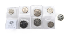Kleines Lot bestehend aus 2x 5 DM Eichendorff und 1x 5 DM Markgraf von Baden sowie 3x 5 Mark des Kaiserreichs und 10 Euro der BRD.