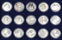 RUSSLAND, 1997-2000 Silberrubel überwiegend aus den 2000er Jahren zu 1 und 3 Rubel, insgesamt 28 Stück, PP.