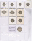 RUSSLAND, kompaktes Konvolut mit Kleinmünzen zu 2 x 5 Kopeken (1889, 1912), 7 x 10 Kopeken (1903, 1912(2x), 1913, 1915(2x), 1916), 10 x 15 Kopeken (18...