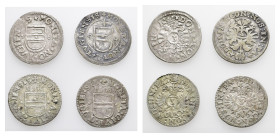 SCHWEIZ, ZUG, Lot mit 4x 1 Groschen (3 Kreuzer) von 1598, 1599, 1606 und 1608, je um ss.Dieses Los wird regelbesteuert verkauft, auf den Zuschlag wird...