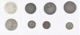 SCHWEIZ, HELVETISCHE REPUBLIK, 1799-1802, 8 Münzen vom Rappen bis 5 Batzen, Erhaltungen um s-ss.Dieses Los wird regelbesteuert verkauft, auf den Zusch...