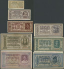 Ukraine, Deutsche Besatzungsausgaben II- Weltkrieg, Zentralnotenbank Ukraine, Set zu 8 St., 1, 5, 10, 20, 50,100, 200 und 500 Karbowanez 10.3.1942, Ro...