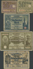 Danzig, 5 versch. Scheine: 2x 50 Pfennig 15.4.1919 grün und bruan; 500 Mark 31.10.1922; 1000 Mark 31.10.1922; 10.000 Mark 20.3.1923. Ro. 790-791, 793,...
