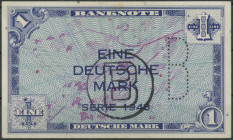WBZ, Ausgaben für Westberlin, 1 Deutsche Mark 1948, mit B-Stempel und B-Perforation, Ro. 233c, P-2b-d, Grab. WBZ-14. Erh. III+/ VF
