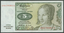 Set, 4 x 5 Deutsche Mark 2.1.1960, Ser. A/A (II) nicht UV aktiv, Ser. AT, AM (I), AL (III) KN UV aktiv. Ro. 262a, b.