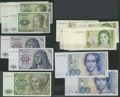 BRD Lot 27 St.: , 5 Deutsche Mark 2.1 1980 (6x) Ro. 285a, I-II; 10 Deutsche Mark 2.1.1980 (2x) Ro. 286a, II-, 20 Deutsche Mark 2.1.1980, Ro. 287a, I-I...