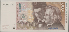 1000 Deutsche Mark Bundesbanknote 1.8.1991, AA/N, Ro. 302, P-44a, I-/ aunc