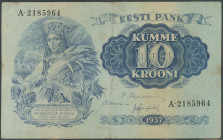 Estland, Eesti Pank, 3x 10 Krooni 1937. P-67a, III-IV/F-VG.
