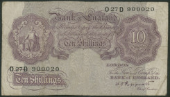 Großbritannien, Lot 9 St: 10 Schilling (1940-48) P-366, IV; 1 Pound o. D ( 1940-48) P-367a, III; 1 Pound o. D ( 1948-60) P-369b, III; 10 Schillings o....