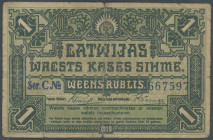 Lettland, Republik & Mainas Sihme, Lot 13 St. 1919-1920:3x1 Rublis 1919 (III-IV) P-2a, b; 5 Rubli o. D (1919) IV, P-3f; 10 Rubli 1919 (III) P-4e; 5-50...
