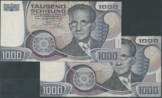Östereichische Nationalbank, 2x 1000 Schillling 3.1.1983, Ser. U & Q, Druck dunkelbraun, Richter 300b. III/ VF
