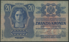 Österreich, Österreichisch-Ungarische Bank, 20 Kronen 2.1.1913, II. Auflage, Richter 158 K&K 121a, ungefaltet, leichte Stauchungen, Erh. I-II.