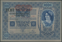 Österreich, 1000 Kronen 1920 (1902), Udr. rosa mit DÖ Aufdruck waagerecht mittig, zzgl. schwarzer Stempel " ECHT/ Östereichisch-ungarische Bank Hauptm...