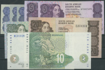 Südafrika, Reserve Bank, 8 St: 3x 2 Rand o. D ( 1983-90) P- 118d,e; 2x 5 Rand o. D ( 1989-90) P-119d; 10 und 20 Rand o. d (1982-85) P-120c, 121c; 2x10...
