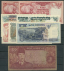 Indonesien, Bank Indonesia, Lot 8 St.: 100 Rupiah 1960 (IV) P-86a; 2x 100 Rupiah 1977 (II) P- 116; 100 Rupiah1980 (I)P- 119; 500 Rupiah1982 (I)P- 121;...