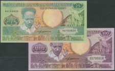 Suriname, Set 4 St. : 25 Gulden 9.1.1988; 100 Gulden 1.7.1986; 250 und 500 Gulden 9.1.1988. Pick 132b, 133b, 134, 135b. I/unc