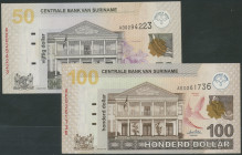 Suriname, vollständige Serie 2004, 5 St.: 5 Dollar 1.4.2006 ( bei WPM 2009 falsch); 10, 20, 50 und 100 Dollar 1.1.2004, PIck 157-160. I/ unc