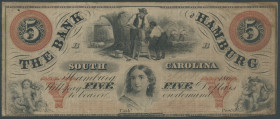 USA, The Bank Hamburg, South Caraolina, 5 Dollars 186(0), Ser. B, SC-86 G4a, verblasst, IV/F.
