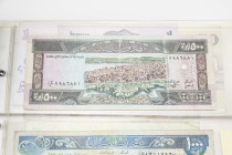 Sammlung Welt Banknoten 20 Jh., im Album: Afganistan, Oman, Iran, Tükei, Kuwait,Jordanien, Lebanon Israel, Neu Seeland, Pakistan, Südamerika, Afrika, ...