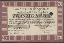 Kaiserslautern (Pfalz) Stadt: 5, 10 und 20 Mark 10.10.1918. Geiger 254.01b, 02a,03. alle mit Lochung, Erh.I