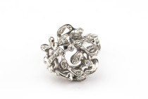 Brillanten Ring, 750 Weißgold, 22 Brillanten von zus. ca. 0,22 ct, RW. 53, Handarbeit, gemarkt "RB", ca. 16,76g.