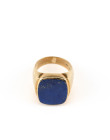 Lapis Lazuli Siegelring, 585 Gold, mit BZ "EMAS" in Raute, RW 64, ca. 12,05g.