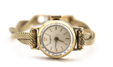 DUGENA Damenuhr, 585 Gold, um 1950, Länge 15,5 cm, Dm mit Krone 18,3mm, analog, ca. 17,6g, revisionsbedürftig.