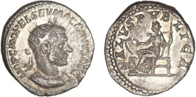 MACRIN (217-218)
Antoninien : La Santé assise à gauche sur un trône nourissant un serpent sortant d'un autel, & tenant un sceptre
 - SUP 50 (SUP-)
...