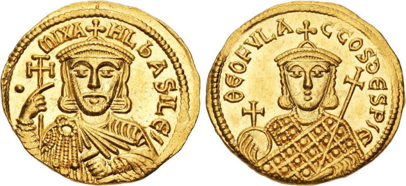 MICHEL I Rhangabé (811-813)
Solidus : Buste de Michel couronné de face - R/: Bu...