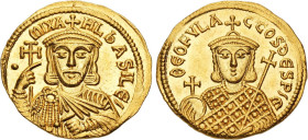 MICHEL I Rhangabé (811-813)
Solidus : Buste de Michel couronné de face - R/: Buste de Théophylacte couronné de face
 - SPL 62 (SUP++)
Rarissime sur...