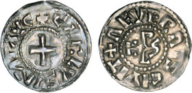 CHARLES le chauve (840-877)
Nevers : Denier
 - TTB 45 (TTB++)
Assez Rare !


PR 596, MG 1464, DE 701
NEVERS - ARGENT - 1,56g
 ----------------...