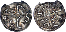 CHARLES le chauve (840-877)
Melle : Obole au monogramme, cantonné d'un X en 3
 - TTB 45 (TTB++)
Assez Rare ! - légèrement ébréché


PR 706, MG 1...