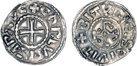 CHARLES le chauve (840-877)
Bourges : Denier au monogramme (
 - TTB 45 (TTB++)
Assez Rare !


PR 743, MG 1479, DE 198
BOURGES - ARGENT - 1,57g...
