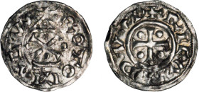 NORMANDIE
Duché, Richard Ier (943-996) : Denier d'argent, type du temple Normand
 - SUP 50 (SUP-)
Très Rare !!


B 6v, DF 16, P 3-21v
 - ARGENT...