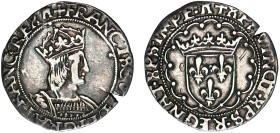 FRANÇOIS Ier (1515-1547)
1/2 teston, 5e type
 - TTB 40 (TTB+)
Point 6e : Tours - Raissime !!!
léger éclat de frappe, nettoyé
Ex Inumis 6, 597
D ...