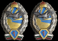 Bulgaria, Pilot’s Badges (2), both First Class, by ЬMД, Royal and transitional period, in silvered and gilt metal and enamels, width 37mm, both extrem...